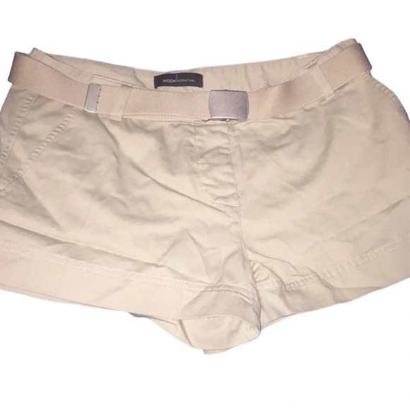 Moda International Khaki Victorias Secret Womens Shorts with Belt sz 12 - Picture 1 of 3